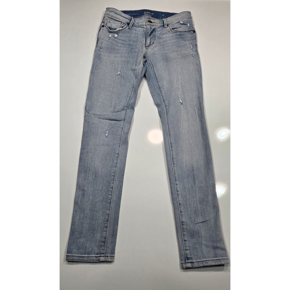 LOFT Relaxed Skinny Womens Jeans Distressed Light Wash Denim Size 24/00 - Picture 1 of 7